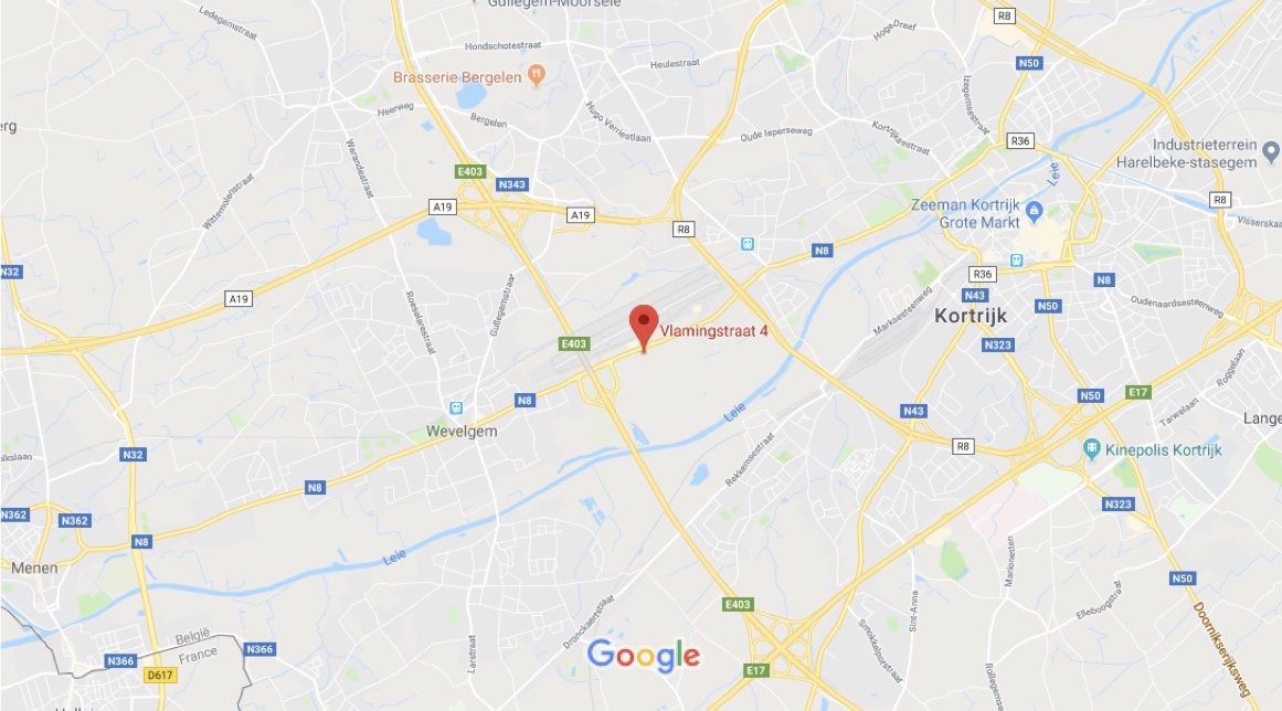 Kaart van de regio Wevelgem en Kortrijk